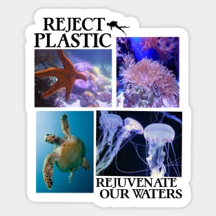 Reject Plastic Rejuvenate Our Waters - Environmental Awareness (Save The Fish) Sticker